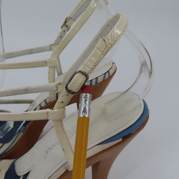 Dolce & Gabbana 38 EU 8 US Patent Strappy Wood Platform Heel Sandals Italy - Picture 6 of 16